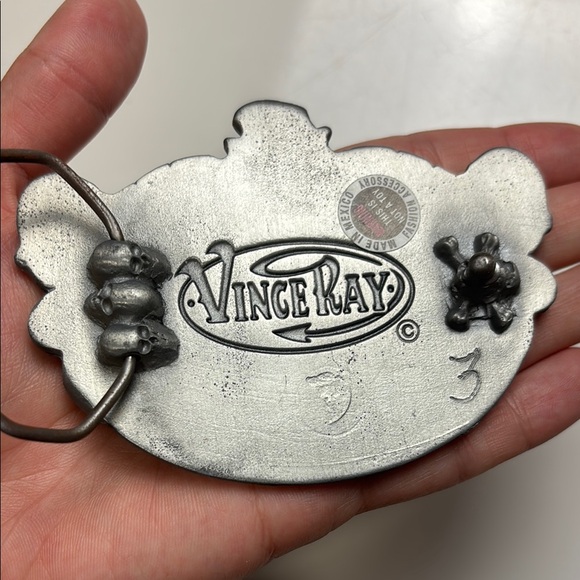 Vince Ray Logo Sculpted Pewter Belt‎ Buckle Rockabilly - Picture 3 of 5